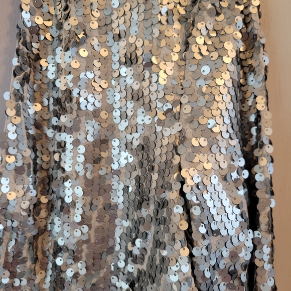 Onyx Nite Gray Silver Full Sequin Long Sleeve Bolero Cropped Open Front Jacket - Picture 3 of 6